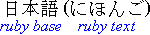 Example showing fallback where ruby text is enclosed within parentheses after the base text in horizontal Japanese