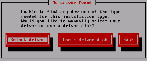 The no driver found dialog