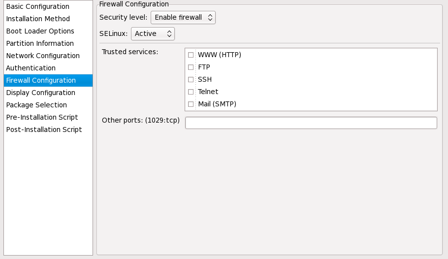 Firewall Configuration